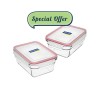 SPECIAL OFFER - 2PC Oven Safe Tempered Glass 1730ml Rectangle Container