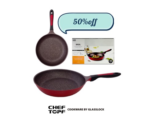 Glasslock Chef Topf Broil Non Stick Frying Pan Granoble Stone Coated 28cm