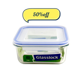 Glasslock Classic Tempered Glass 1180ml Square Container