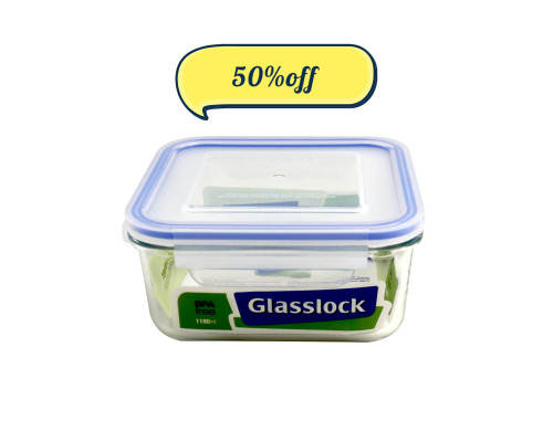 Glasslock Classic Tempered Glass 1180ml Square Container