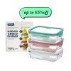 SPECIAL OFFER - 6PC - 3pc of 400ml, 3pc of 710ml Classic Tempered Glass Container Rectangle