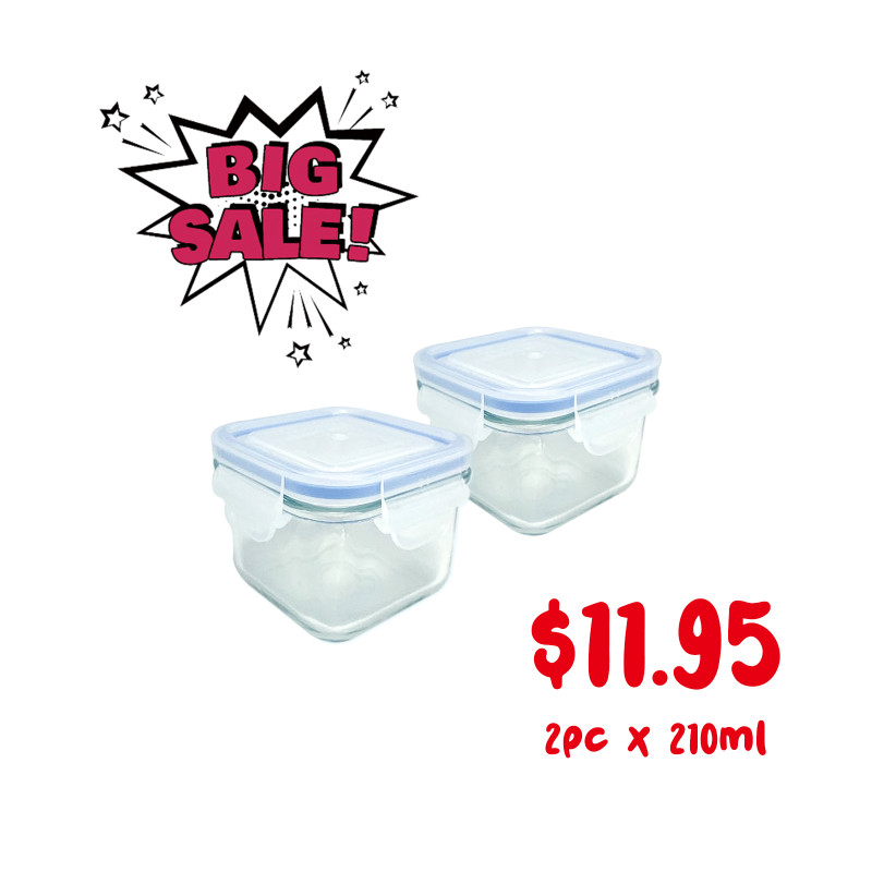 GLASSLOCK 5pcs Set Safety Tempered Glass Food Storage Container